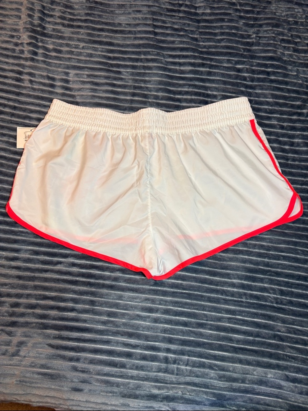 OP White Swim Board Shorts with Rainbow Beach Graphic and Pink Trim Size XL NWT - Picture 2 of 9